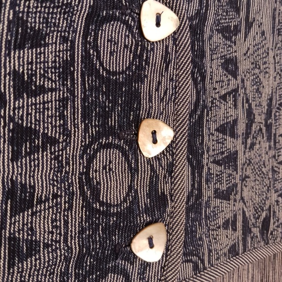 Vintage Maxi Blue Dress Tie Back Vest Crinkle Rayon MOTHER OF PEARL BUTTONS - Picture 2 of 15